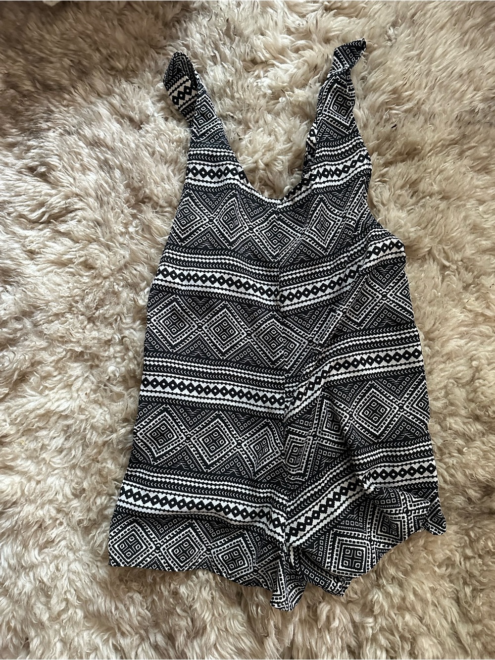 Show Me Your MuMu Black & White Geometric Bodysuit Romper
